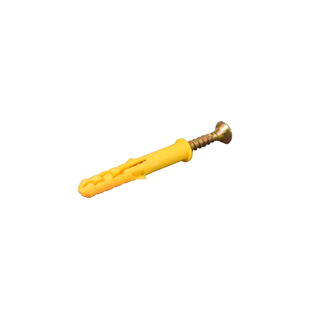 detail look of the yellow anchor and screw