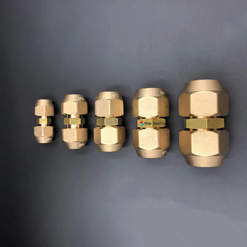 Free Welding Brass AC Pipe Connectors/ Joint + 2 Flare Nuts