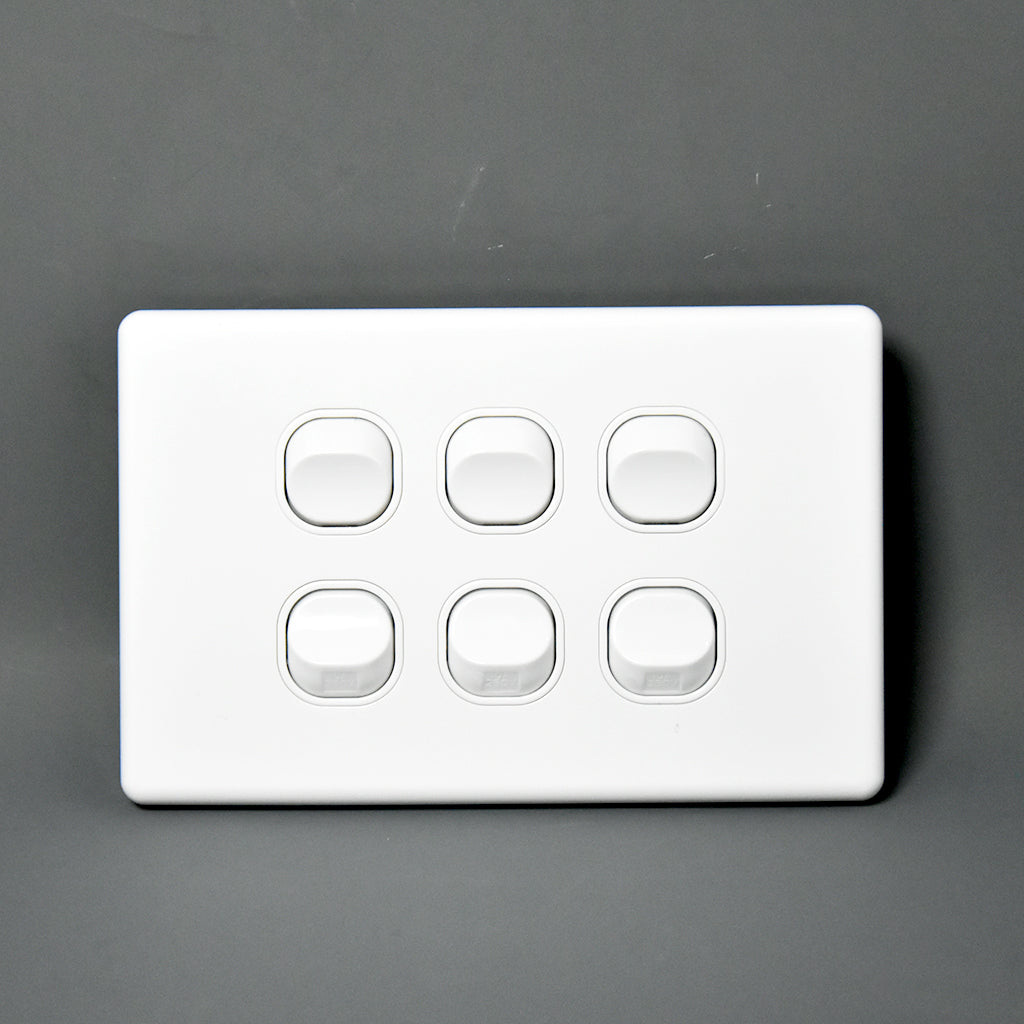 6 Gang Light Switch Vertical 10A 250V - KS312 - Star Sparky Direct