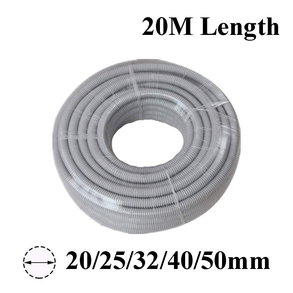 20/25/32/40/50mm | PVC | Corrugated Conduit | Duct | MD | Grey | UV | 20M/Roll