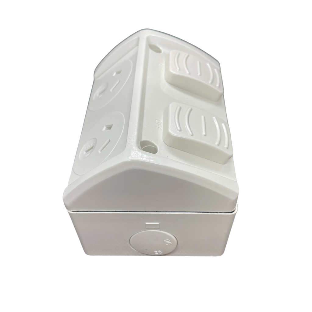 2 Phase Outdoor Weatherproof Double Powerpoint Outlet - Star Sparky Direct